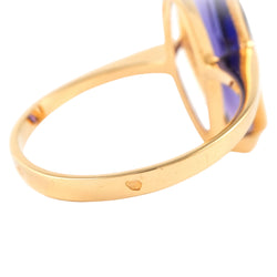 Yellow Gold Solitaire Ring with Amethyst