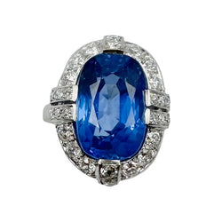 Entourage Ring in Platinum, Sapphire, and Diamonds