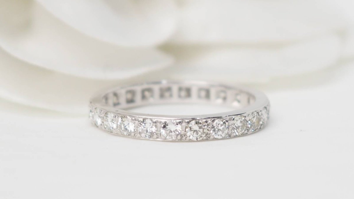 Alliance américaine en or blanc et diamants 0,90ct - Castafiore