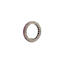 Alliance américaine en or blanc et rubis - Castafiore