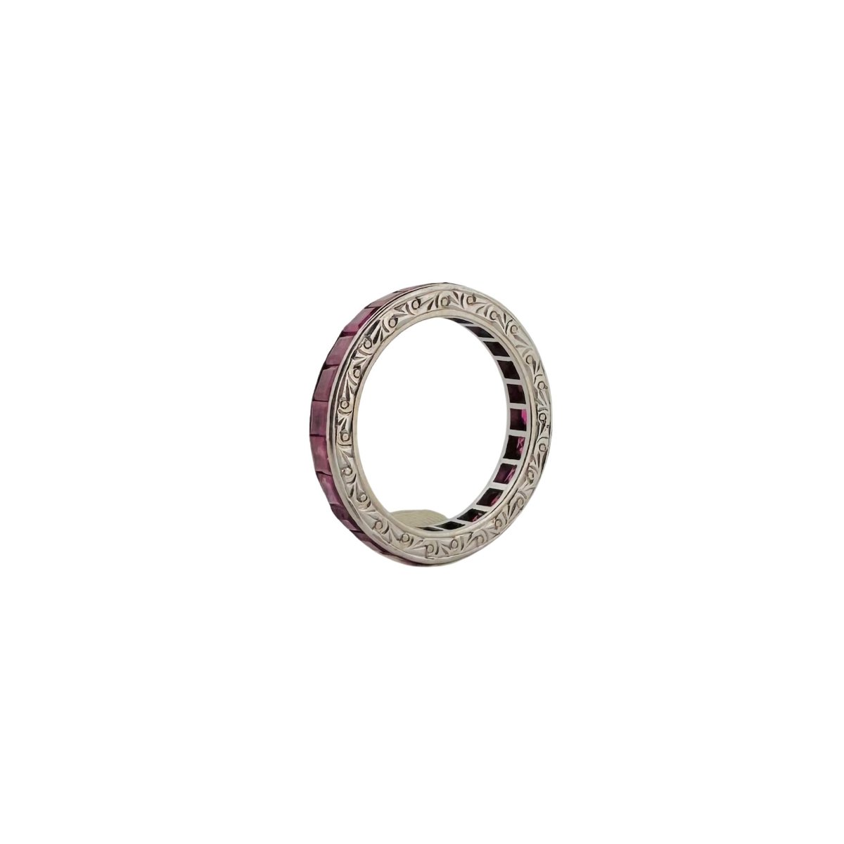 Alliance américaine en or blanc et rubis - Castafiore