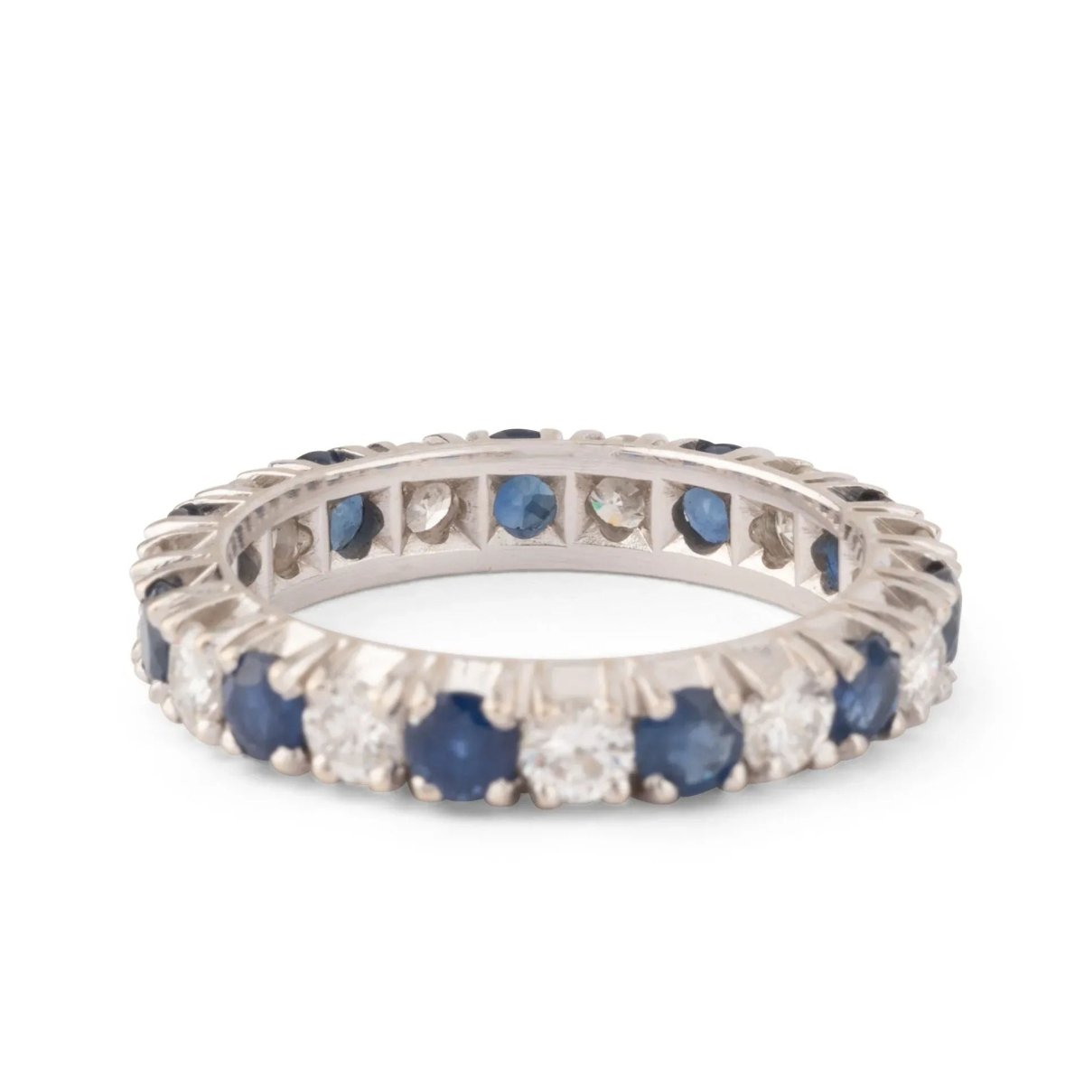 Alliance américaine en or gris,diamant et saphir . - Castafiore