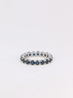 Alliance américaine vintge en or blanc et saphirs - Castafiore