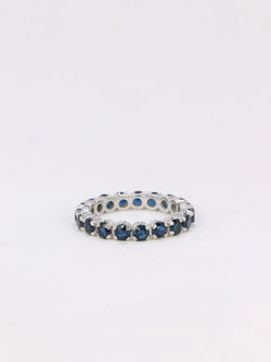 Alliance américaine vintge en or blanc et saphirs - Castafiore