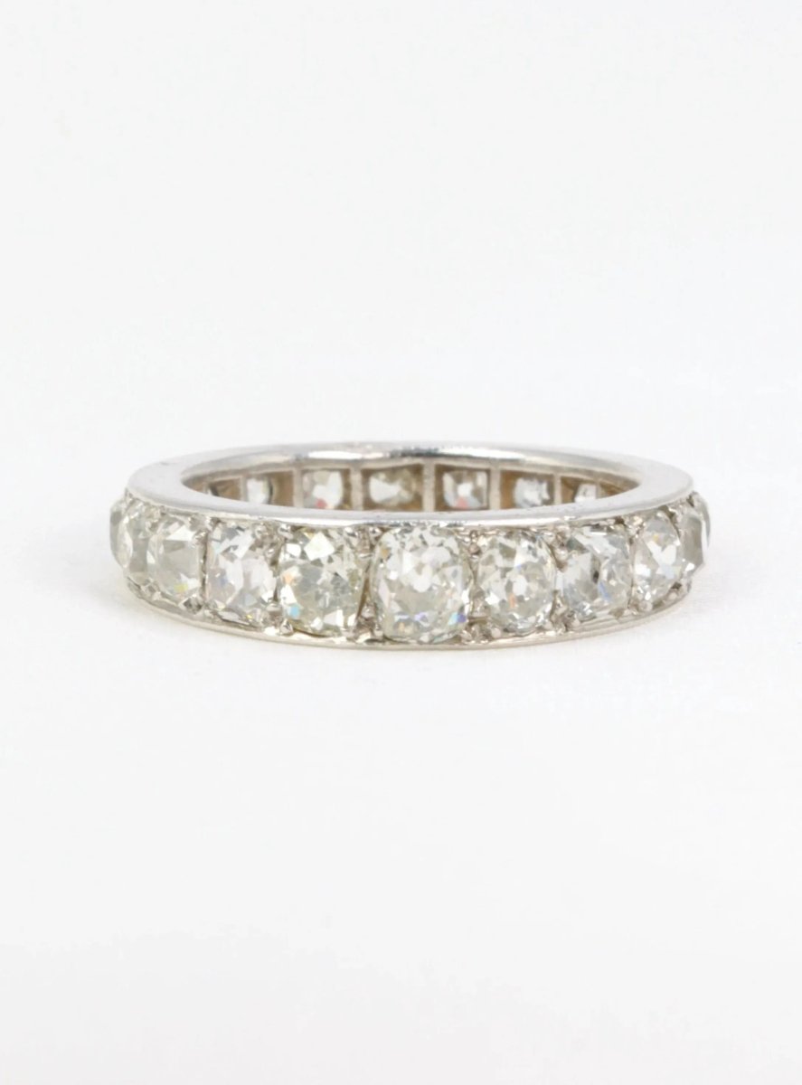 Alliance Belle Epoque en platine et diamants taille ancienne 5ct - Castafiore