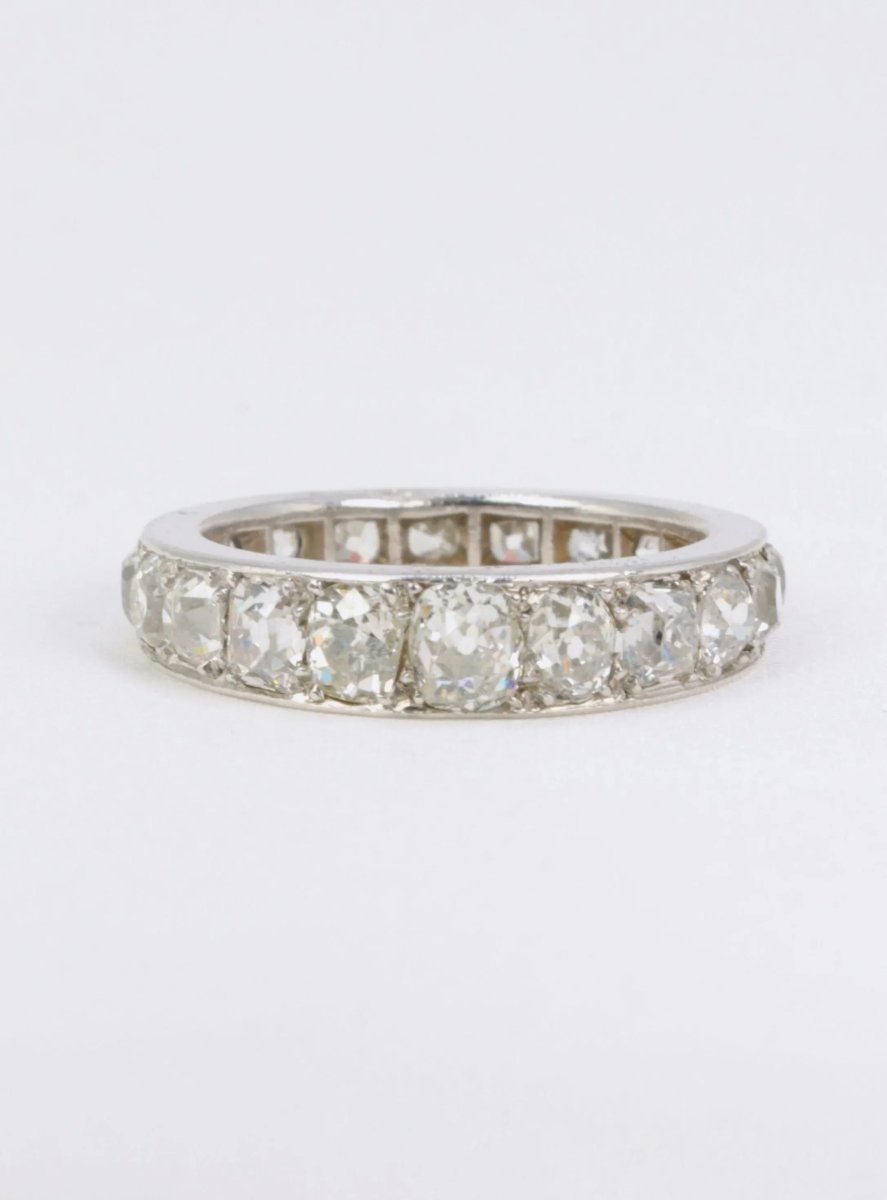 Alliance Belle Epoque platine diamants taille ancienne 5ct - Castafiore