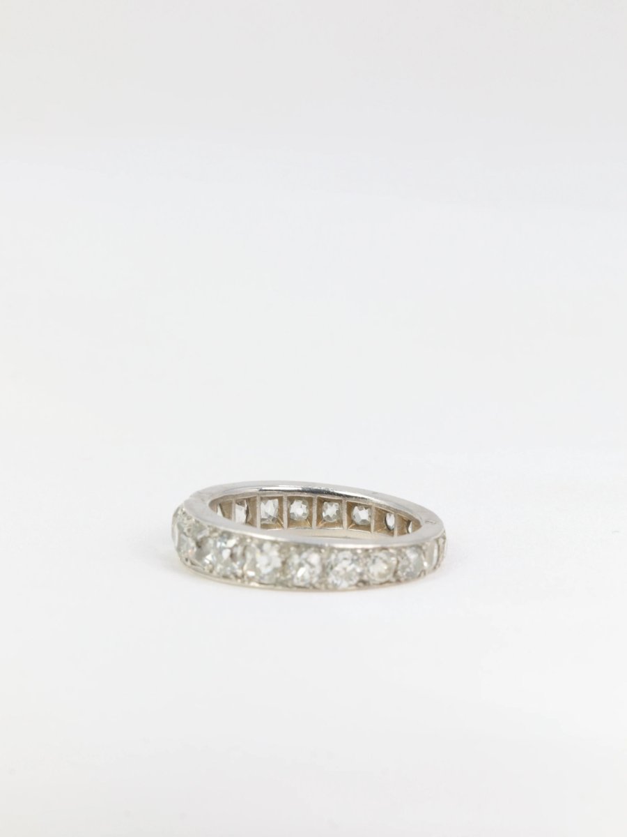 Alliance Belle Epoque platine diamants taille ancienne 5ct - Castafiore