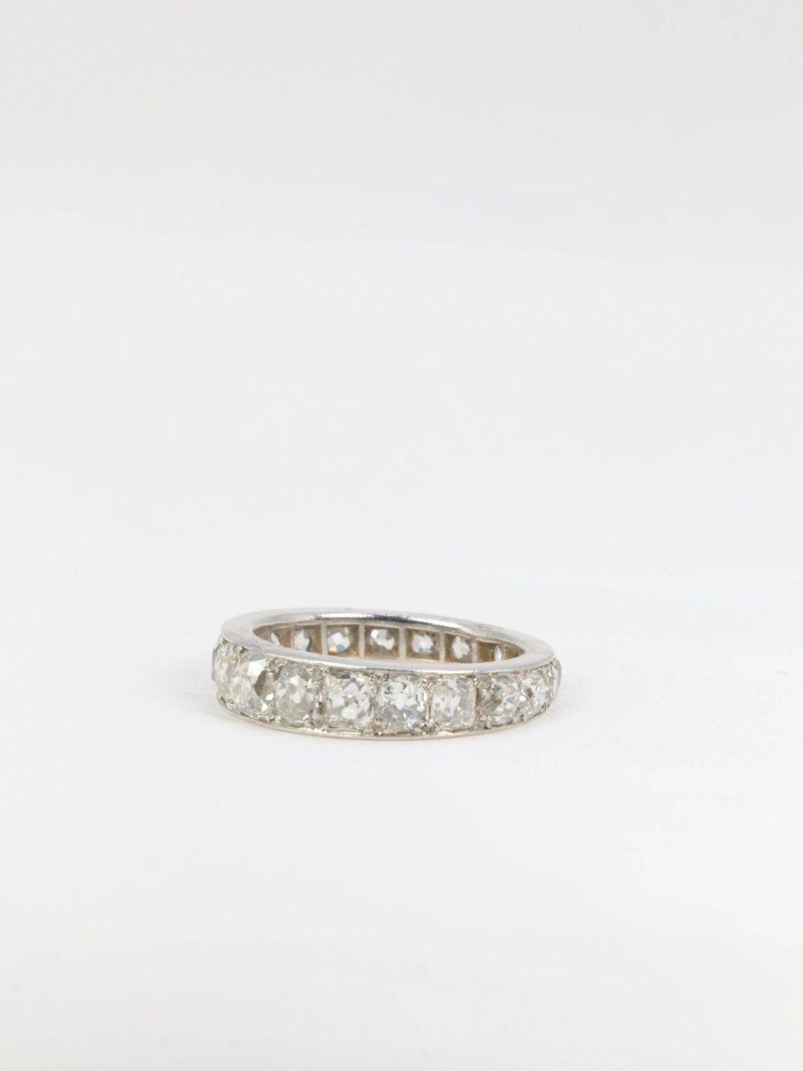 Alliance Belle Epoque platine diamants taille ancienne 5ct - Castafiore