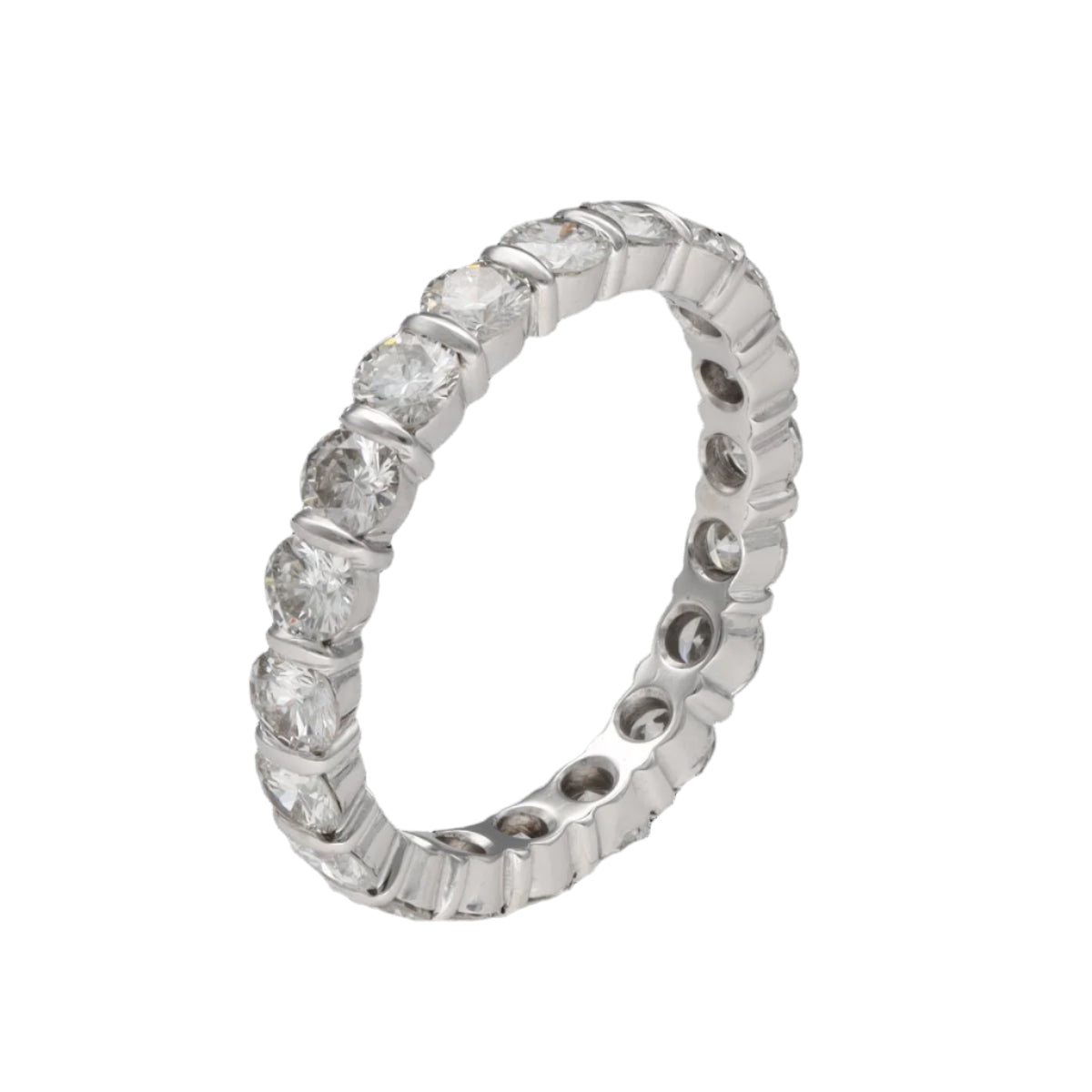 Alliance en or gris 18 Cts avec 2,00 Cts de diamants G - VS. Taille 53 - Castafiore