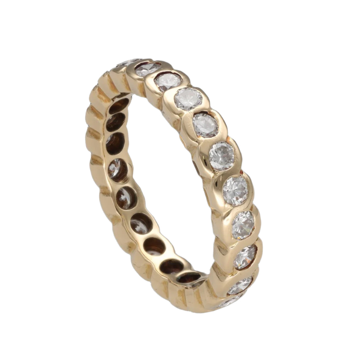 Alliance en or jaune 18k avec 1,20 Cts de Diamants brillants . Taille 54. - Castafiore