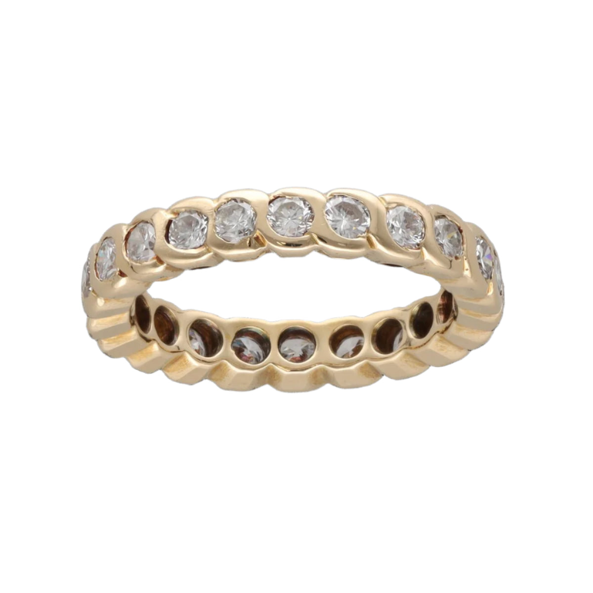 Alliance en or jaune 18k avec 1,20 Cts de Diamants brillants . Taille 54. - Castafiore