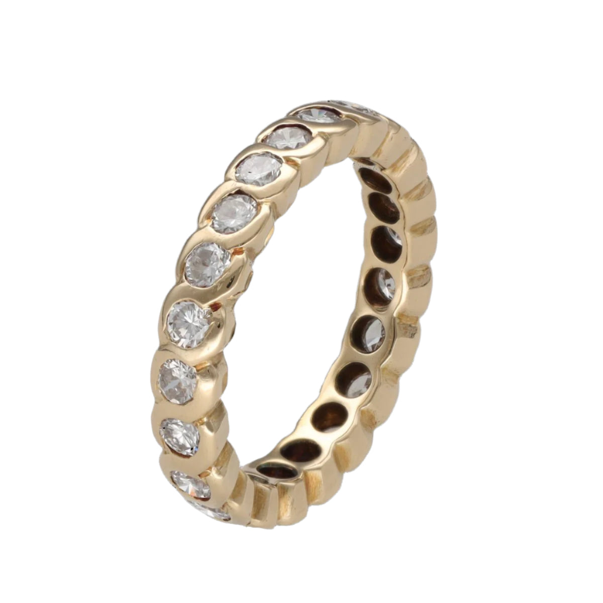 Alliance en or jaune 18k avec 1,20 Cts de Diamants brillants . Taille 54. - Castafiore