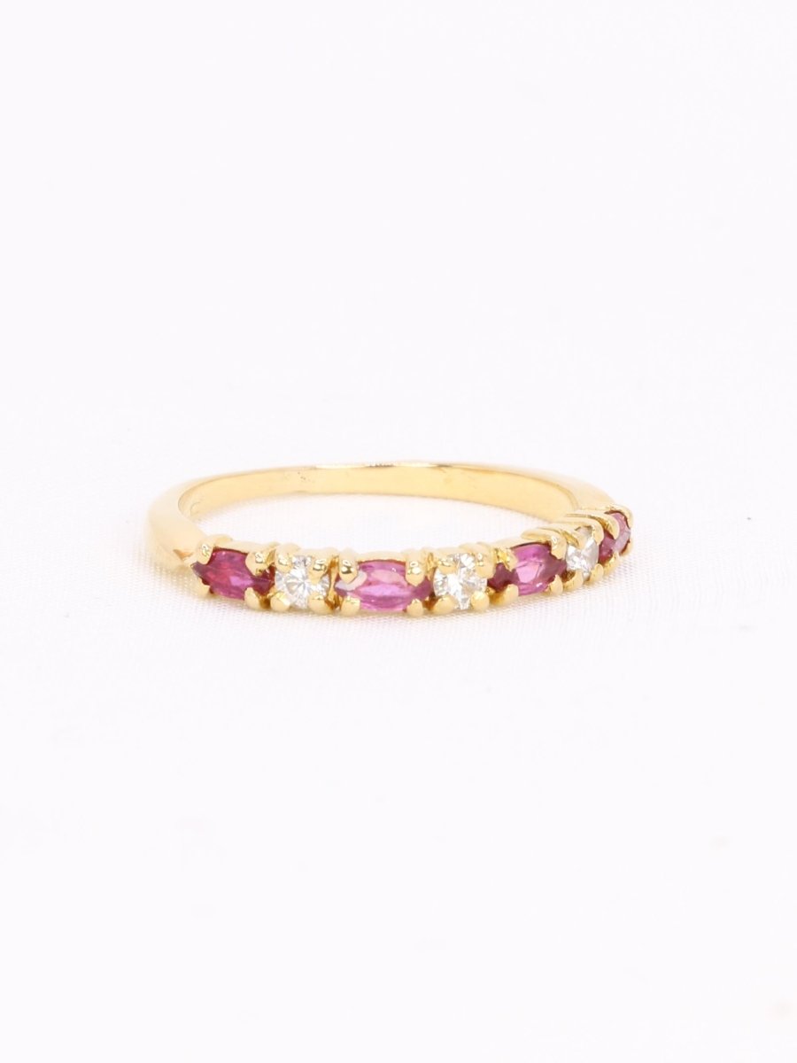 Alliance or jaune diamants tourmalines roses - Castafiore
