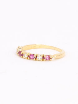 Alliance or jaune diamants tourmalines roses - Castafiore