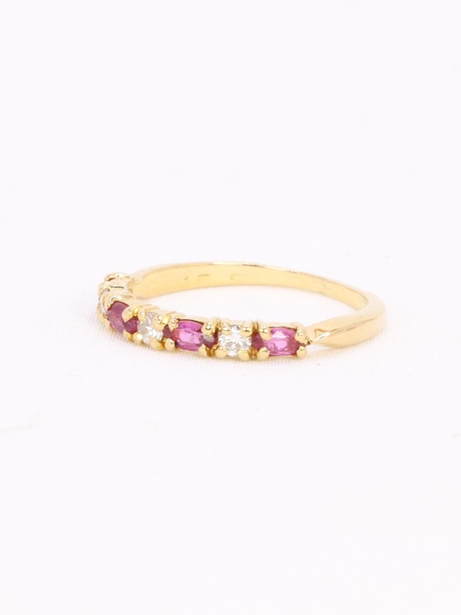 Alliance or jaune diamants tourmalines roses - Castafiore