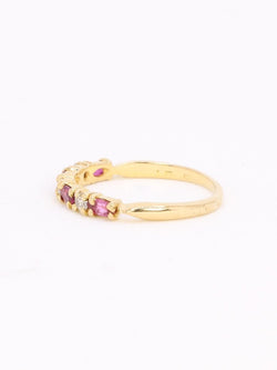 Alliance or jaune diamants tourmalines roses - Castafiore