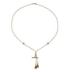 Ancienne chaine de montre perle pompons et clé - Castafiore