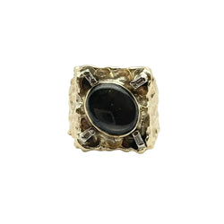 Anello oro 14KT con diamanti e quarzo, scritta HUTTON NEW YORK - Castafiore