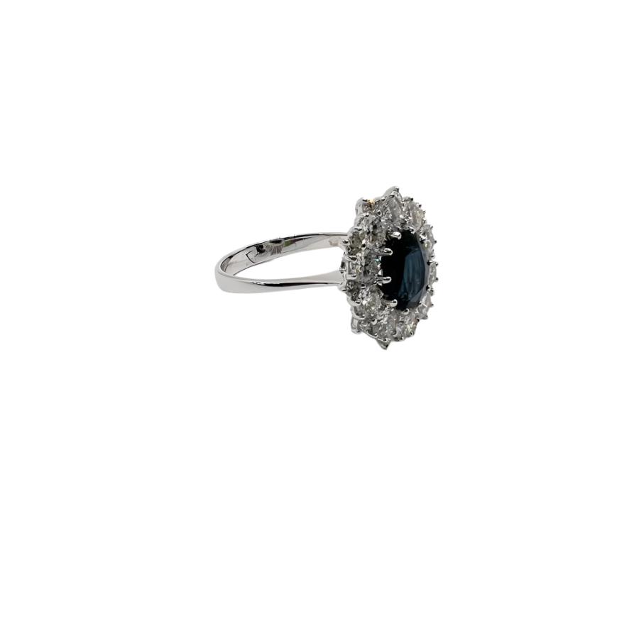 Anello oro 18 kt con diamanti e zaffiro naturale - Castafiore