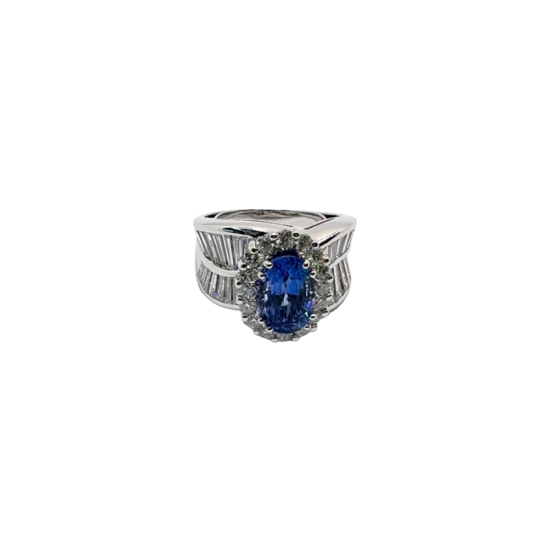 Anello oro 18 kt con diamanti e zaffiro naturali - Castafiore