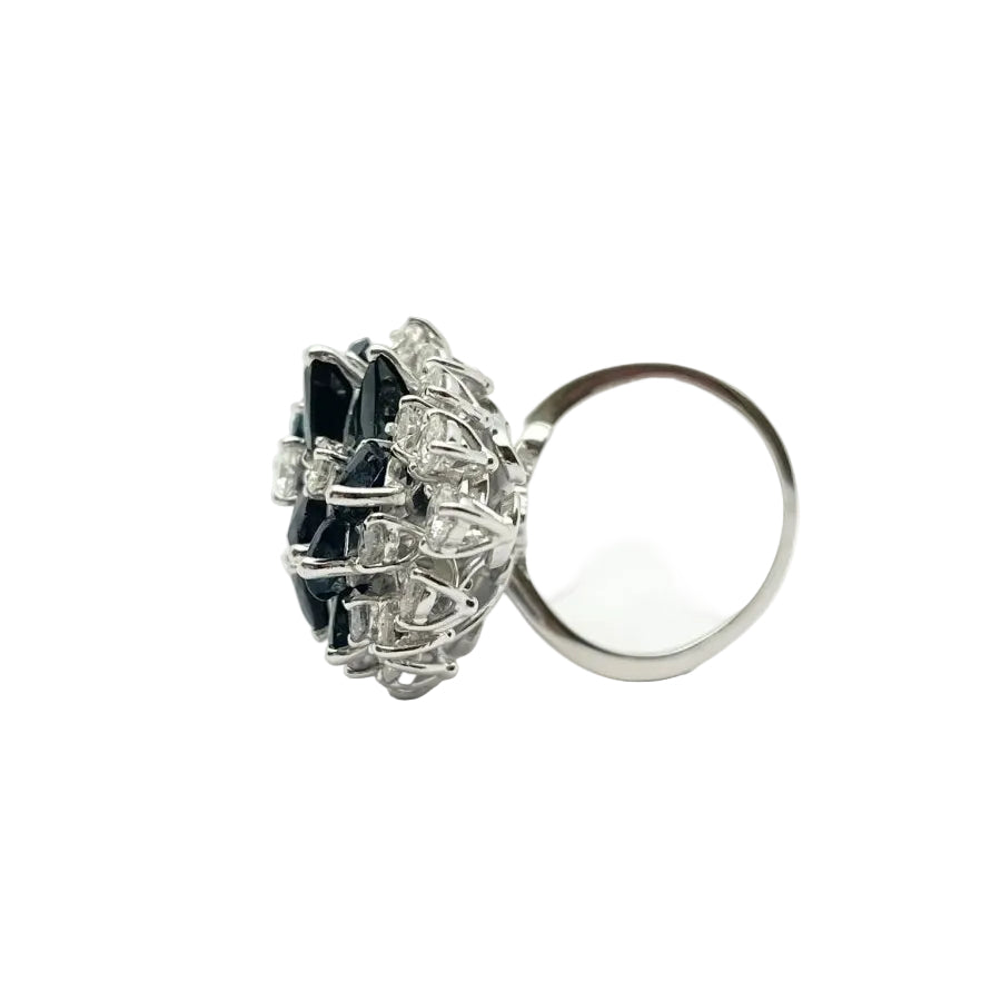 Anello oro 18KT con diamanti e zaffiri naturali - Castafiore