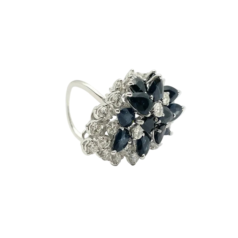 Anello oro 18KT con diamanti e zaffiri naturali - Castafiore