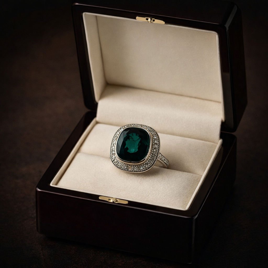 ANILLO DE ORO CON DIAMANTES Y TURMALINA NATURAL - Castafiore