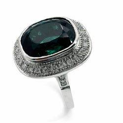 ANILLO DE ORO CON DIAMANTES Y TURMALINA NATURAL - Castafiore