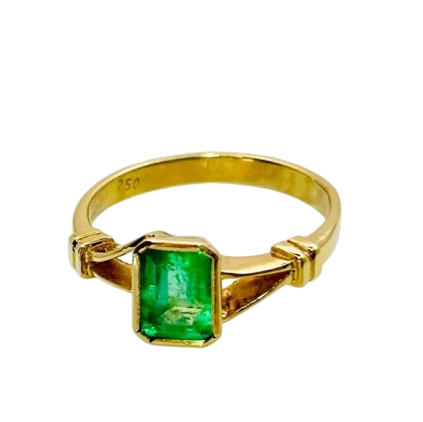 ANILLO DE ORO CON ESMERALDA NATURAL CORTE ESMERALDA - Castafiore