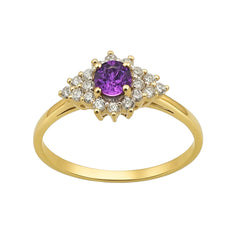 ANILLO EN ORO AMARILLO CON ZAFIRO ROSA Y DIAMANTES - Castafiore