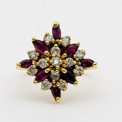 ANILLO EN ORO CON RUBÍES Y DIAMANTES - Castafiore