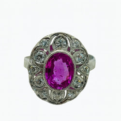 ANILLO EN PLATINO CON UN ZAFIRO Y DIAMANTES - Castafiore