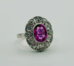 ANILLO EN PLATINO CON UN ZAFIRO Y DIAMANTES - Castafiore