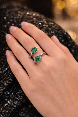 ANILLO TU Y YO EN ORO CON ESMERALDAS COLOMBIANAS NATURALES - Castafiore