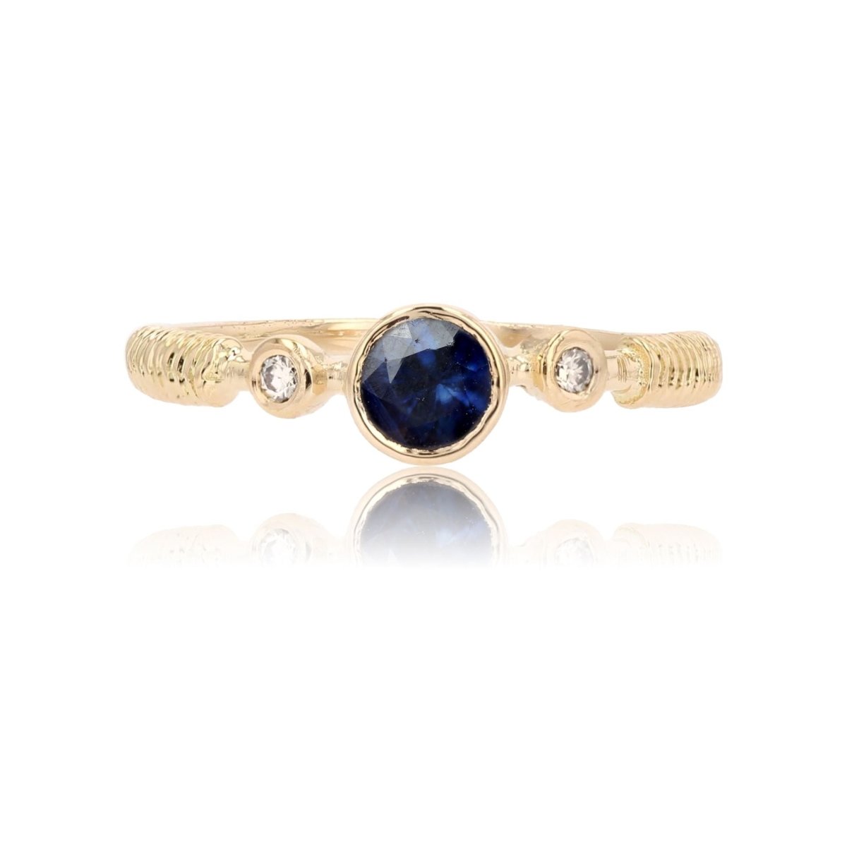 Anneau or jaune saphir diamants - Castafiore