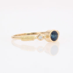 Anneau or jaune saphir diamants - Castafiore