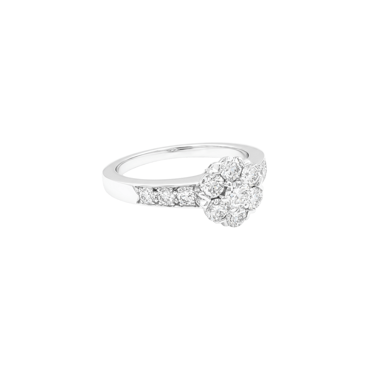 Bague Van Cleef & Arpels, "Fleurette", or blanc et diamants.