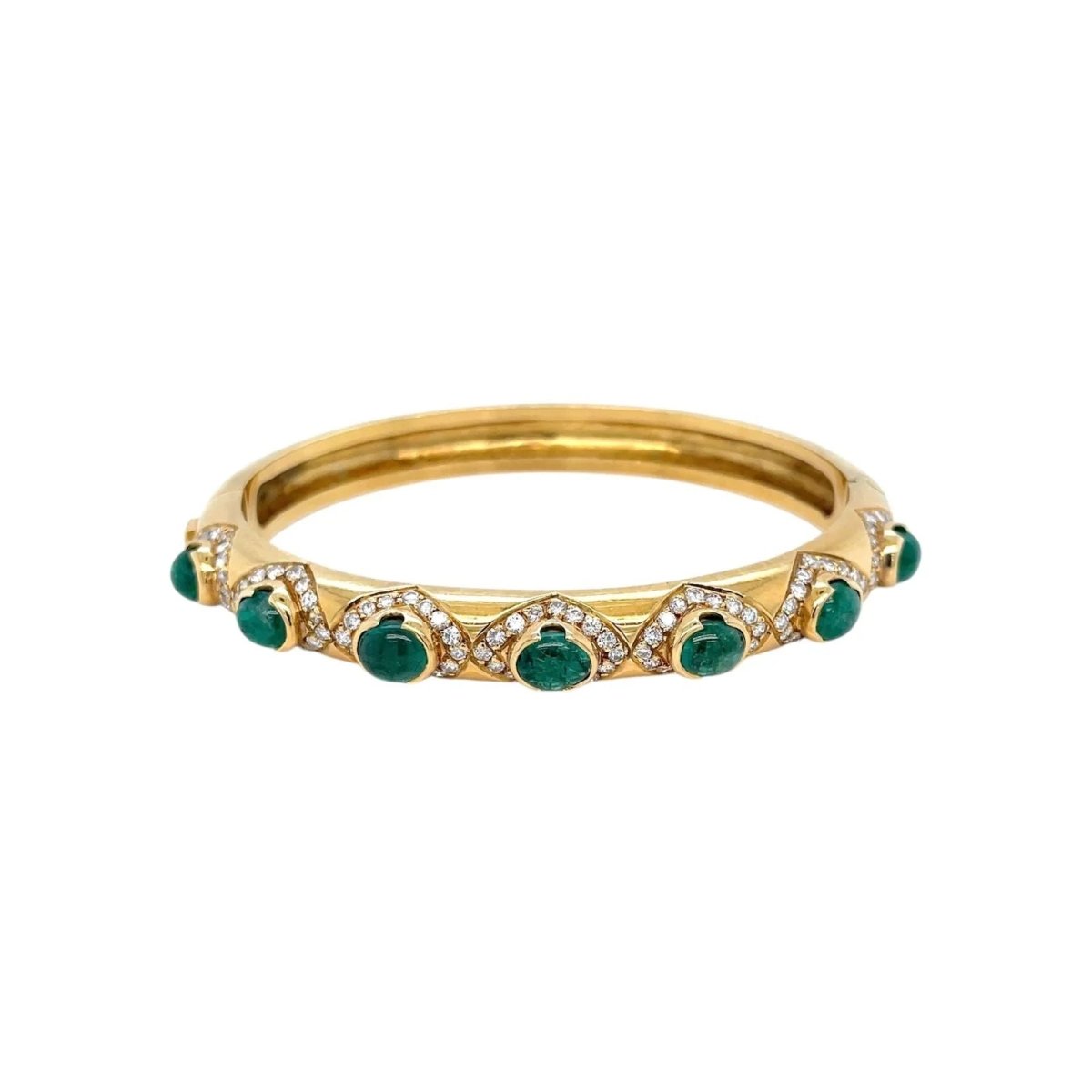 Arcese Rome Diamonds, Sapphire, Ruby, Emerald Gold Trio Of Bangle Bracelets - Castafiore
