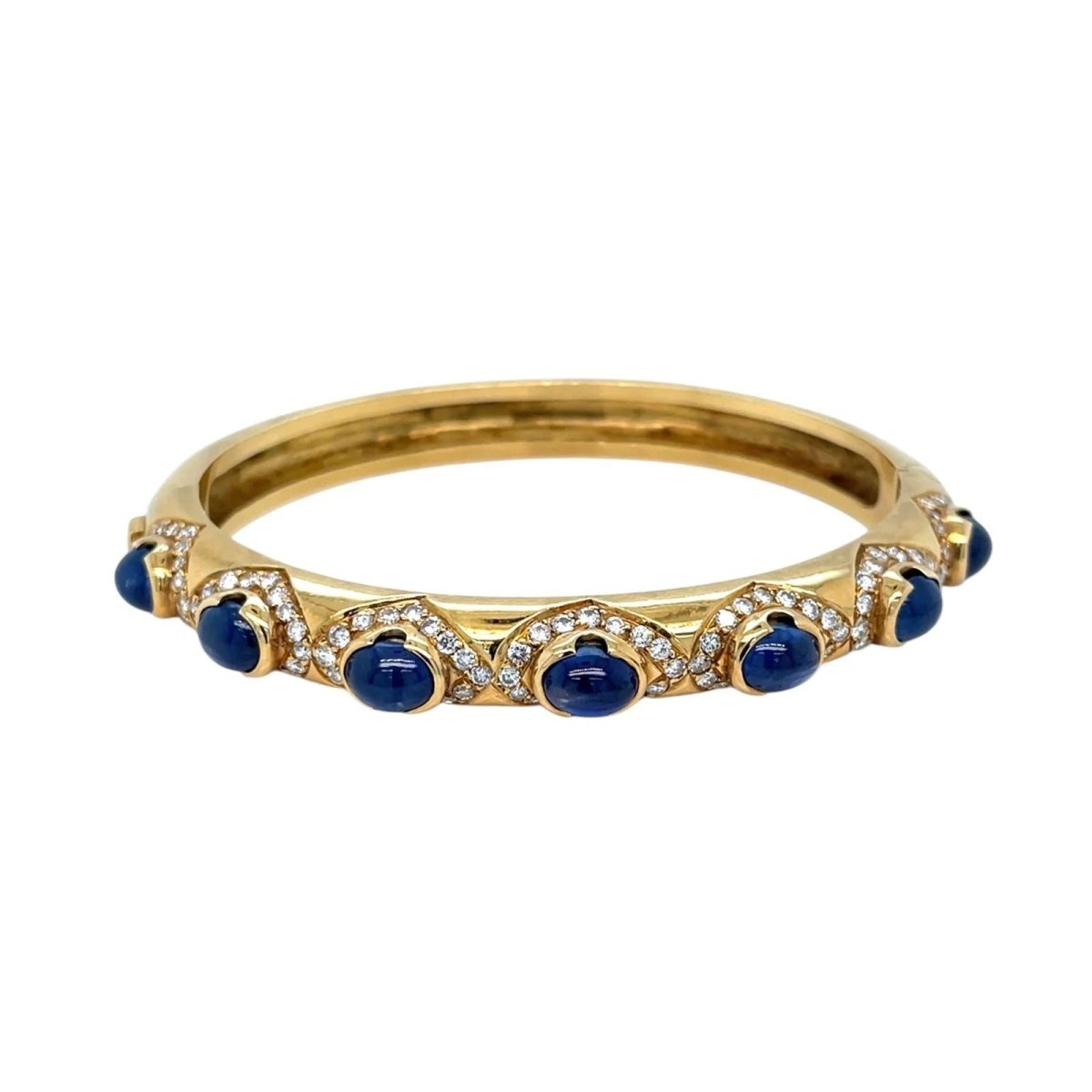 Arcese Rome Diamonds, Sapphire, Ruby, Emerald Gold Trio Of Bangle Bracelets - Castafiore