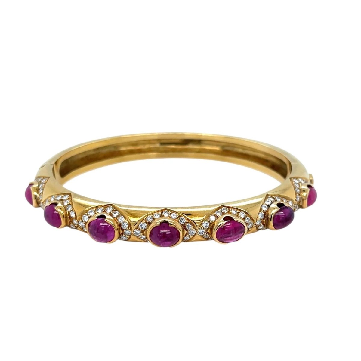Arcese Rome Diamonds, Sapphire, Ruby, Emerald Gold Trio Of Bangle Bracelets - Castafiore