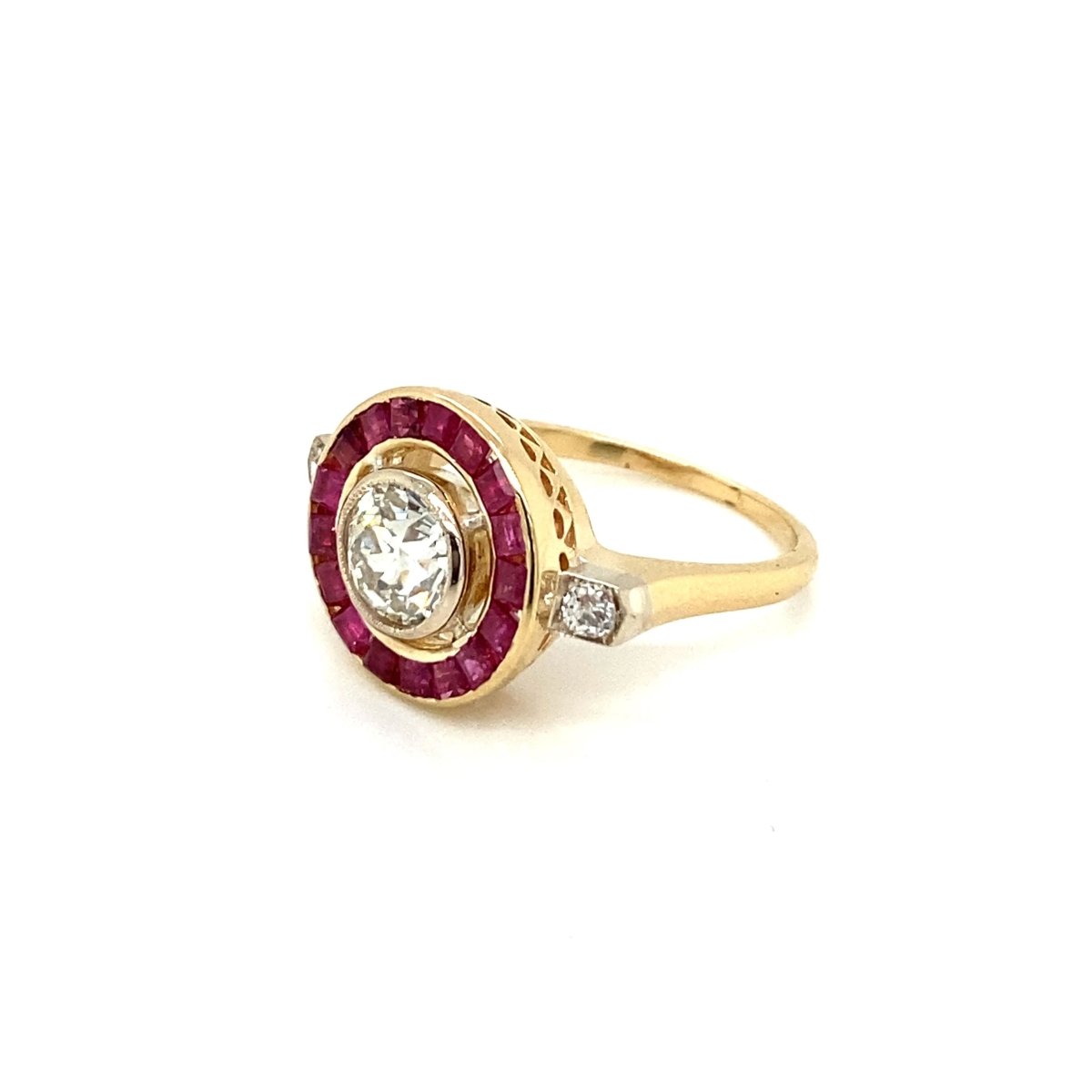 Art Deco 1.12 Carat Diamond Ruby Engagement Ring - Castafiore
