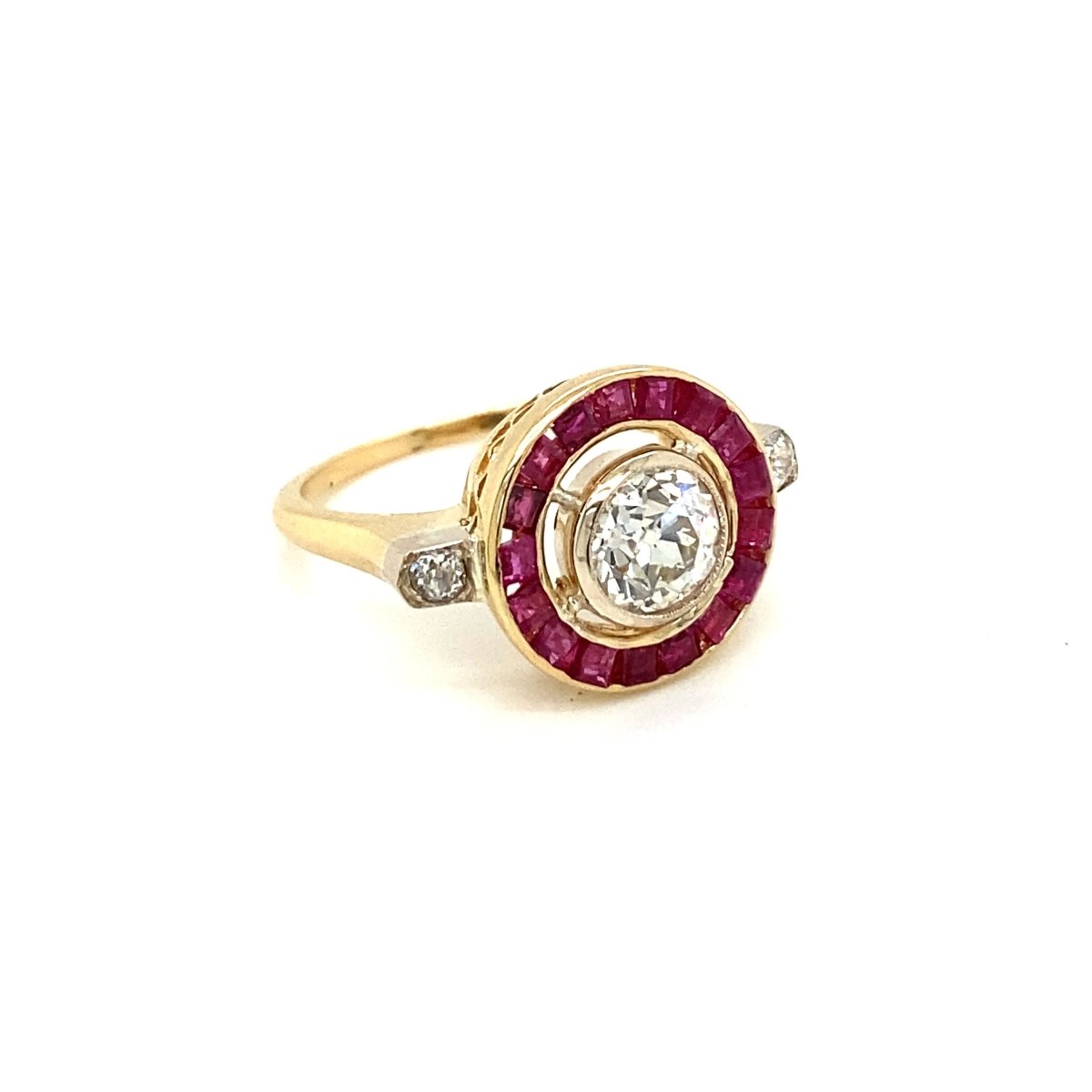 Art Deco 1.12 Carat Diamond Ruby Engagement Ring - Castafiore