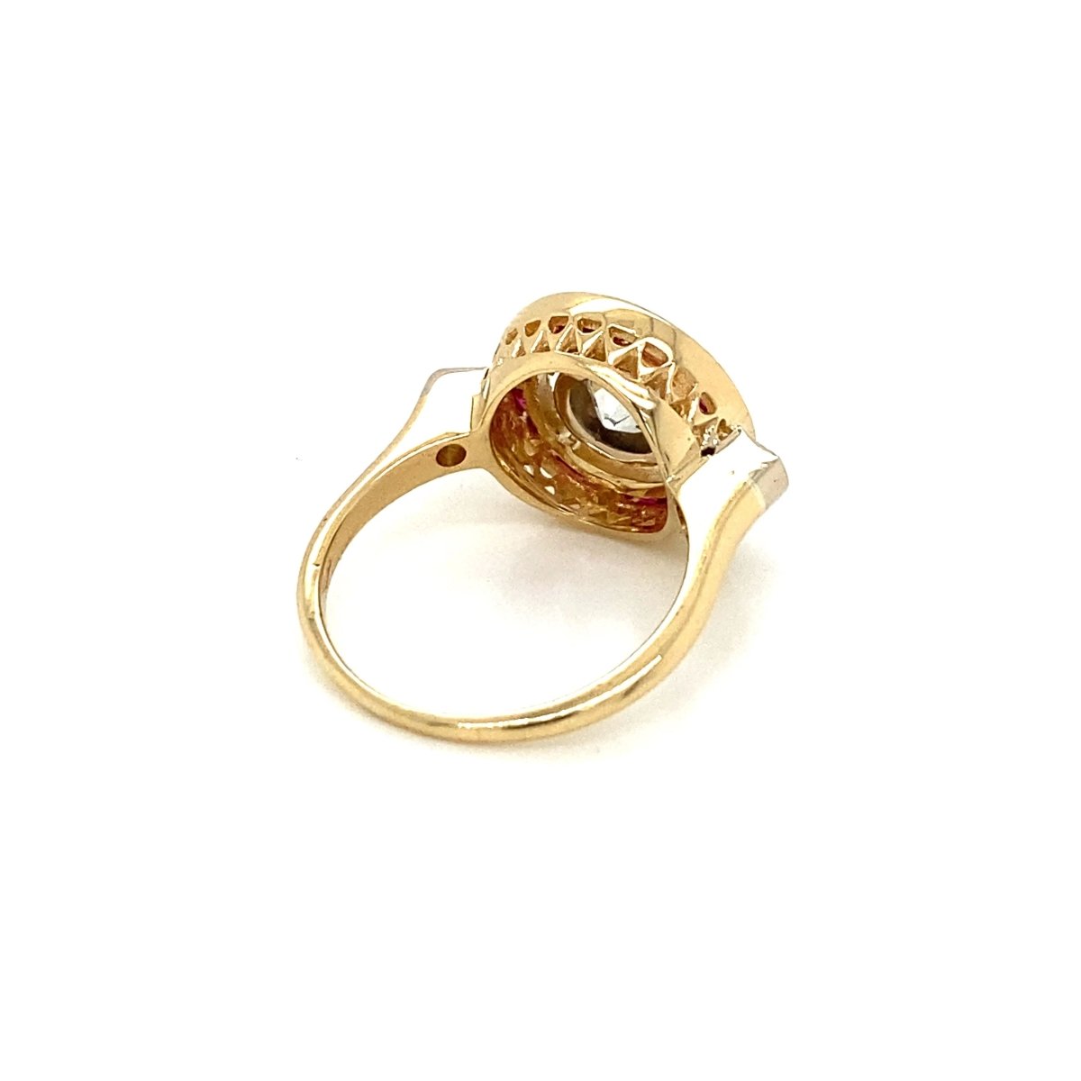 Art Deco 1.12 Carat Diamond Ruby Engagement Ring - Castafiore
