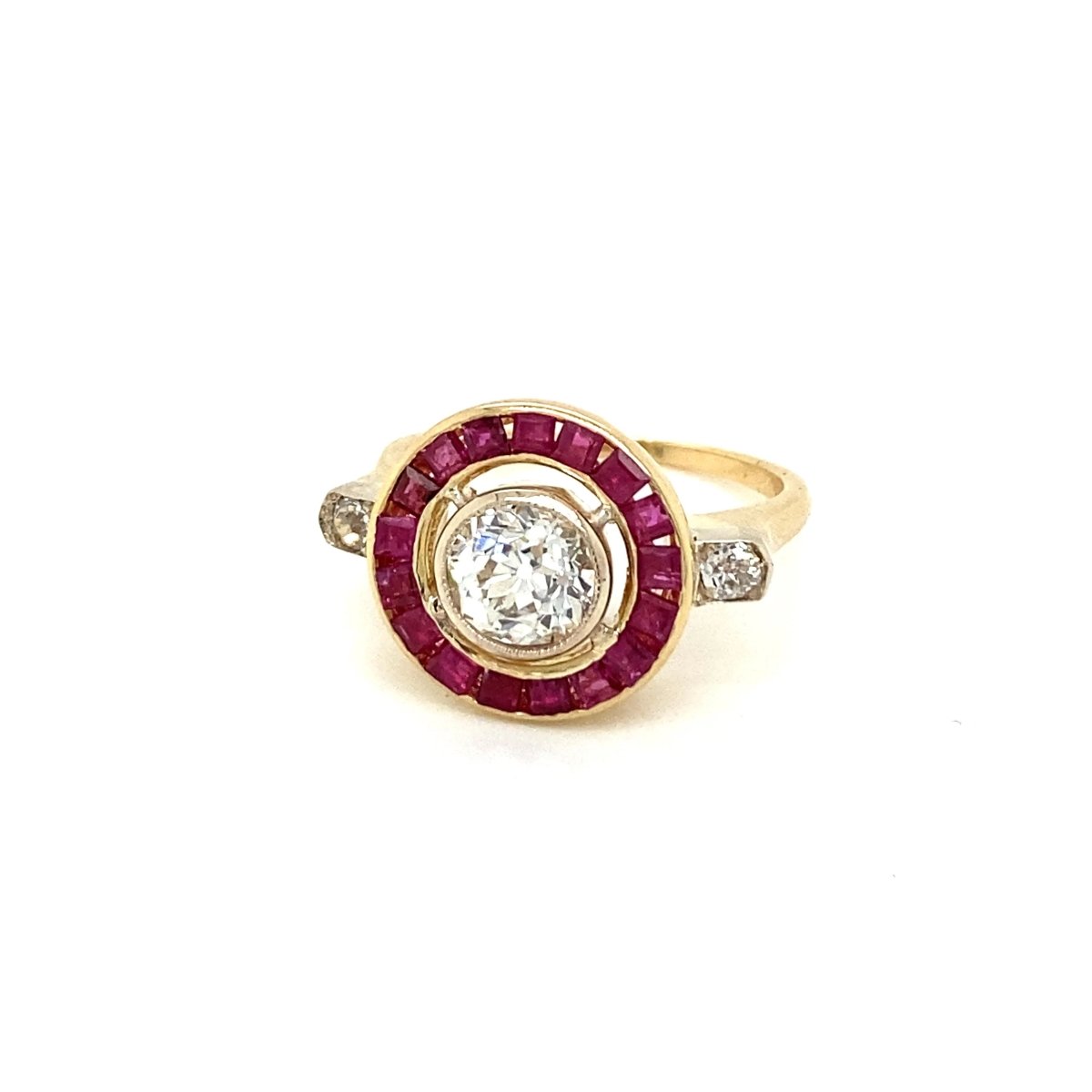 Art Deco 1.12 Carat Diamond Ruby Engagement Ring - Castafiore