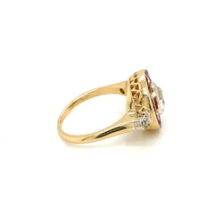Art Deco 1.12 Carat Diamond Ruby Engagement Ring - Castafiore