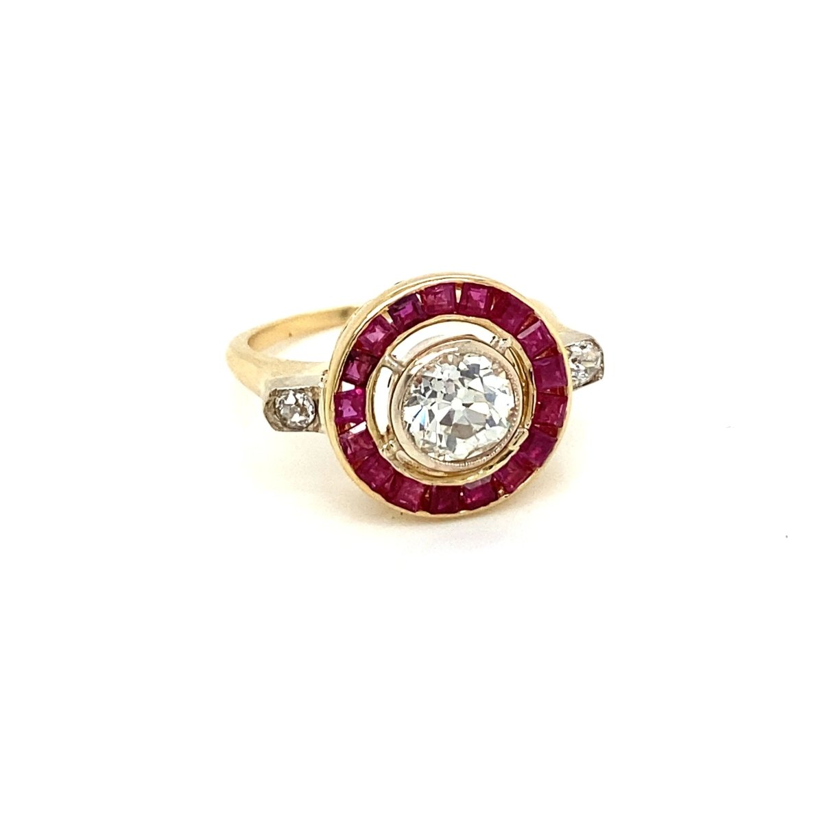 Art Deco 1.12 Carat Diamond Ruby Engagement Ring - Castafiore