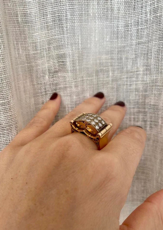 Art Deco 1.50 Carat Diamond Gold Band Ring - Castafiore