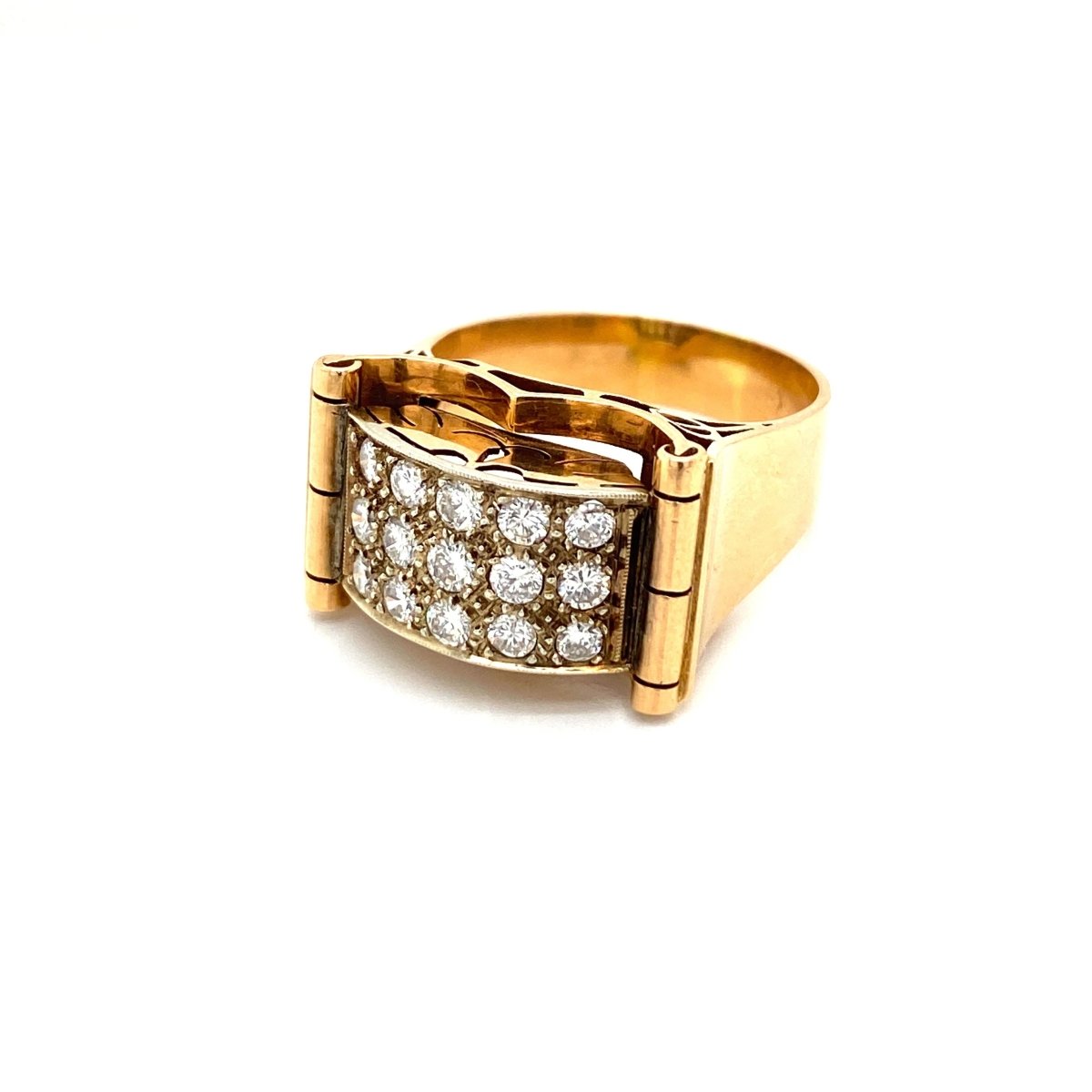 Art Deco 1.50 Carat Diamond Gold Band Ring - Castafiore