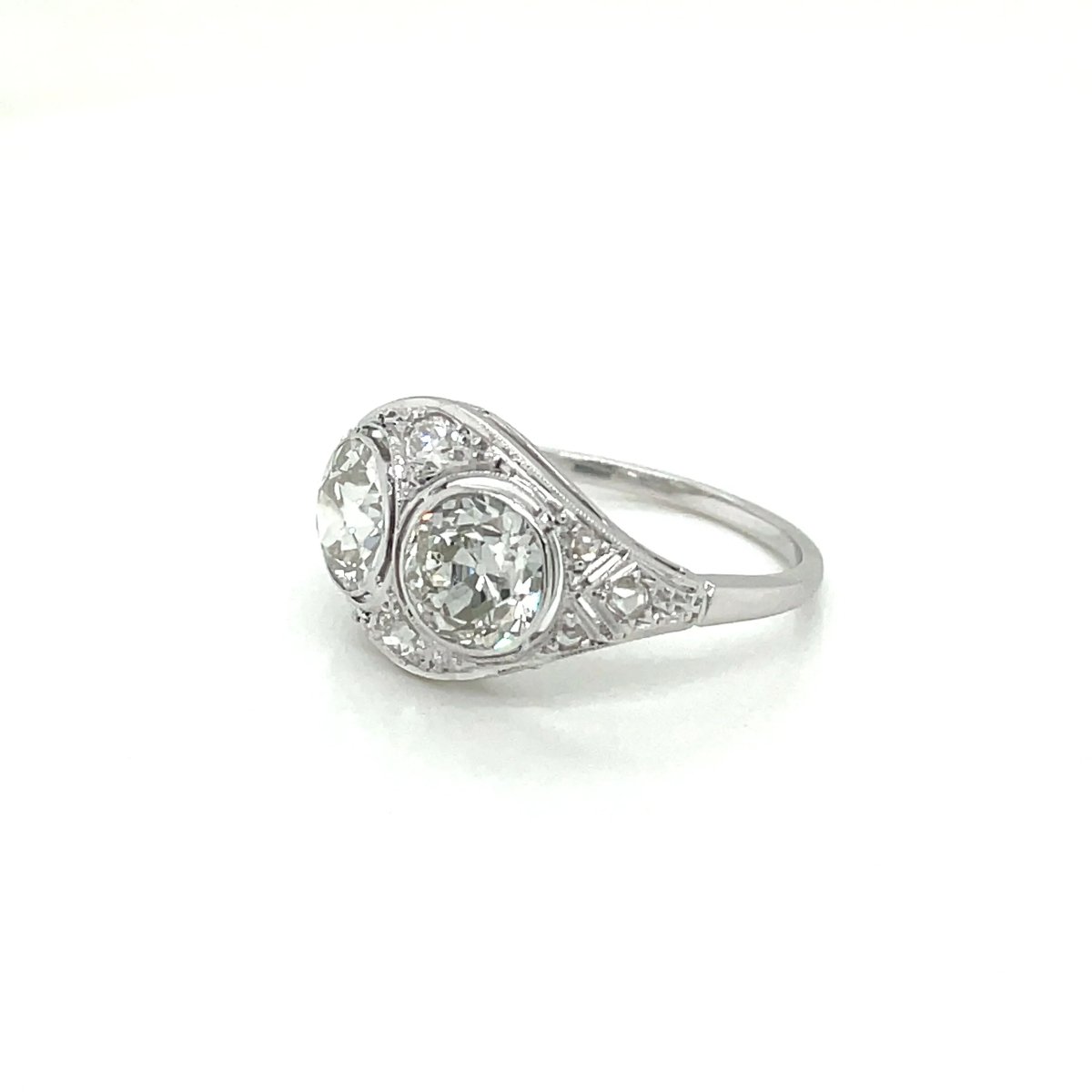 Art Deco 2.45 Carat Diamond Plaque Filigree Ring - Castafiore
