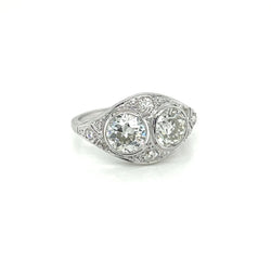 Art Deco 2.45 Carat Diamond Plaque Filigree Ring - Castafiore